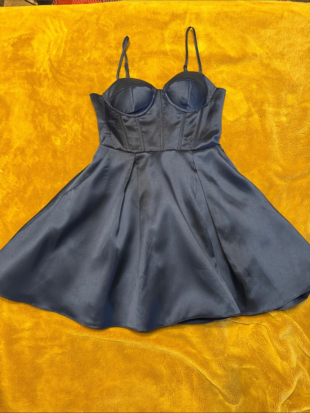 B Darlin Black Satin Bustier Mini Dress